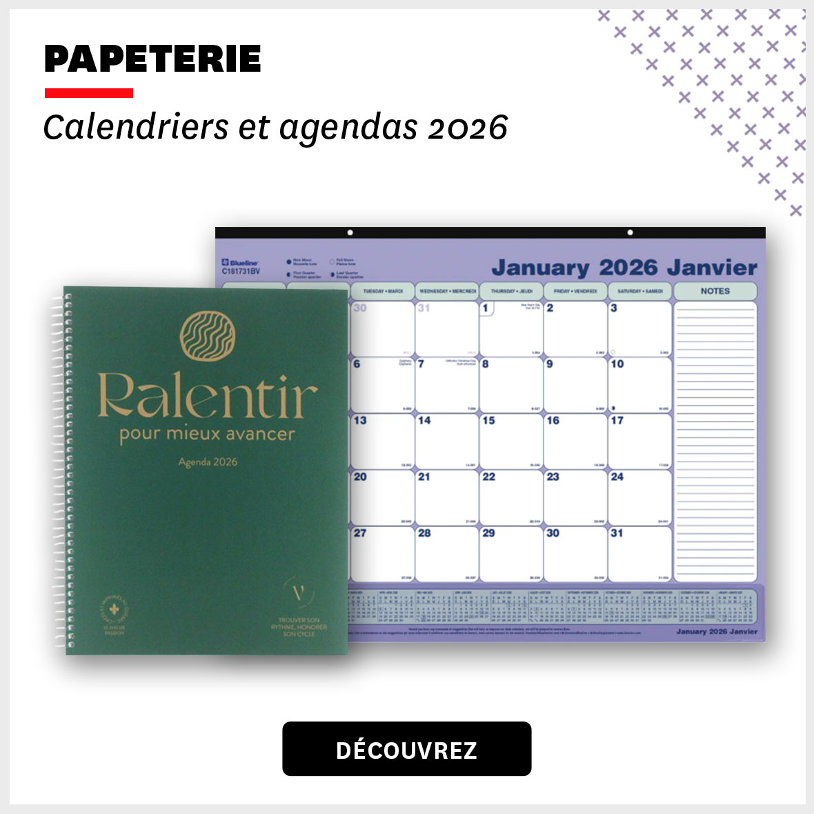 Calendriers et agendas 2026
